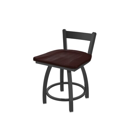 Holland Bar Stool Co 18" Low Back Swivel Vanity Stool, Pewter Finish, Dark Cherry Maple Seat 82118PWDCMpl